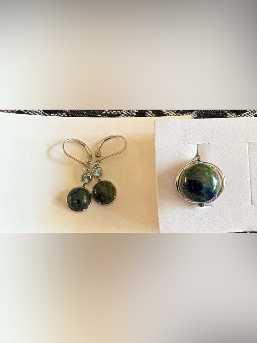 Generation gems Azurite & blue topaz Leverback earrings & matching ring 8